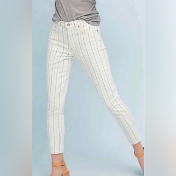 Citizens of Humanity white stripe Rocket Crop High rise ankle skinny jeans 25 XS - Picture 1 of 10
